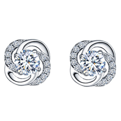 

925 Sterling Silver Stud Earrings Small Earrings Ear Buckle Ladies Earrings Clover Transport Earrings