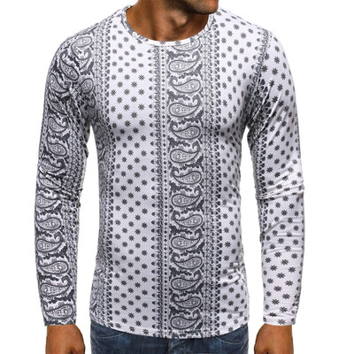 

Toponeto Mens New Style Fashion stamped Long Sleeve Shirt Printed Long-Sleeved Blouse