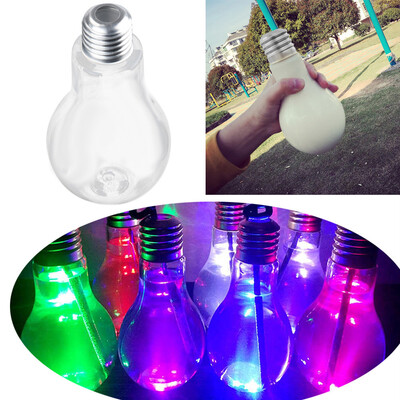 

Gobestart LED Glowing Bulb Water Bottle Brief Cute Milk Juice Light Bulbs Cup Leak-proof