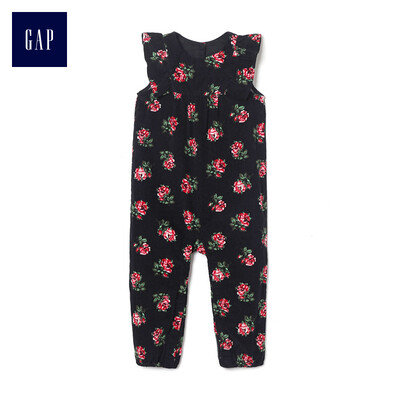 

GAP flagship store baby girl rose pattern corduroy one piece jumpsuit 375100 positive black 0-3M