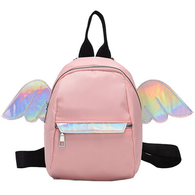 

Womens wing double-shoulder bag Korean womens mini-backpack canvas cute angel travel small bag