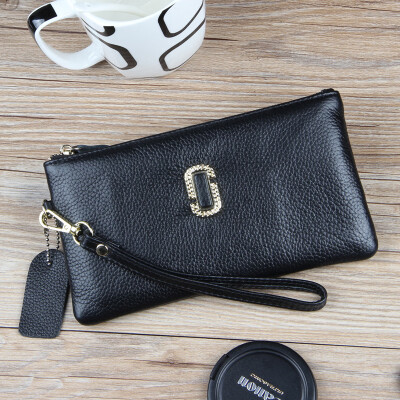 

The first layer of cowhide 2019 new womens bag leather multi-card ladys clutch bag long paragraph banknote wallet wallet