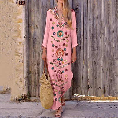 

Ladies V long Printed Dress
