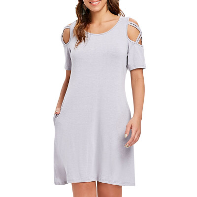 

Criss Cross Sleeve Round Neck Shift Dress