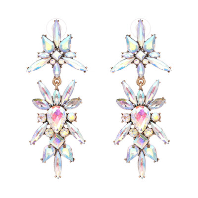 

2018 New Fashion Trendy Jewelry Big Crystal Dangle Drop Earrings Colorful Geometric Earrings For Women Wholesale J50166