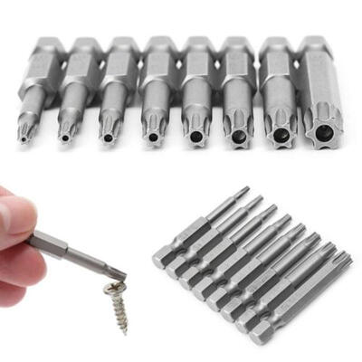 

New 8Pcs T8T40 Magnetic Hollow Torx Hand Screwdriver Bits Electric Drill Bits