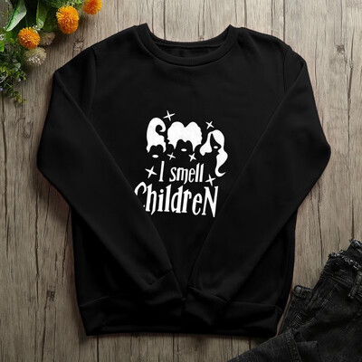 

Women Halloweens Sweatshirt I smell ChildreN Letters Printed Long Sleeves Pullovers Warm Casual Tops Outwear