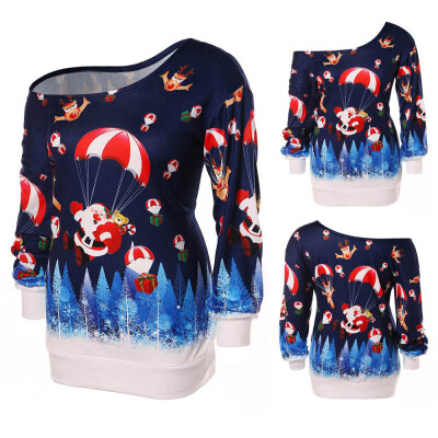 

Starmoon Womens Christmas Long Sleeve Strapless Sweatshirt Printed Pullover Tops Blouse