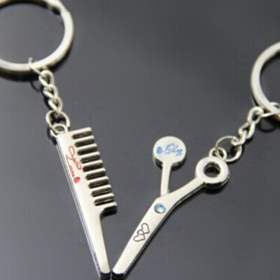 

Mini Cute 1 Pair Forever Pendant Couples Key chain Lovers Gift Scissors And Comb