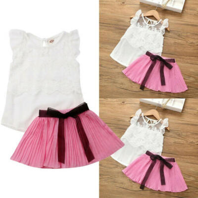 

2PCS Toddler Kids Baby Girls T-shirt TopsSkirt Dress Summer Outfits Clothes Set