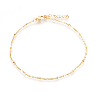

304 Stainless Steel Curb Chain Anklets Golden 9"228cm 14mm