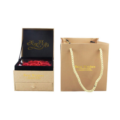 

Ring Necklace Jewelry Holder Paper Box 9Pcs Faux Rose Flower Present Gift Case