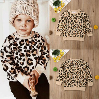 

Toddler Kids Infant Baby Girl Boy Leopard Print Tops T-Shirt Long Sleeve Clothes