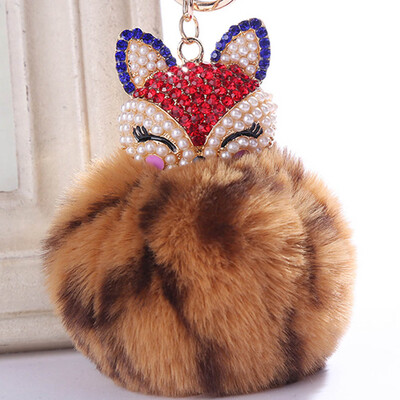 

Lovely Crystal Faux Rabbit Fur Keychains Women Trinkets Suspension On Bags Car Key Chain Keyrings Gifts