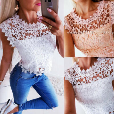 

Fashion Women Lace Hollow Vest Tops Sleeveless Blouse Casual Tank Tops T-Shirt