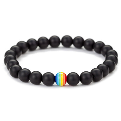 

1 Pcs LGBT Pride Rainbow Bracelet Beaded Gay Lesibian Couples Jewelry
