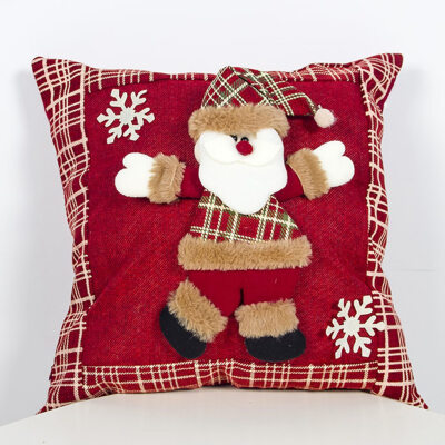 

3 D Christmas Pillow Case Santa Snowman Cotton Sofa Car Throw Cushion Cover Decor