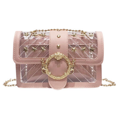 

2pcsset Stars Rivet Shoulder Handbags Clutch Women Clear Crossbody Bags