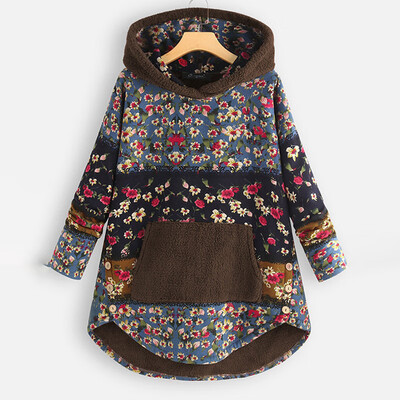 

2019 Women Hoodies Velvet Sweater Coat Long Sleeve Gothic Female Print Hooded