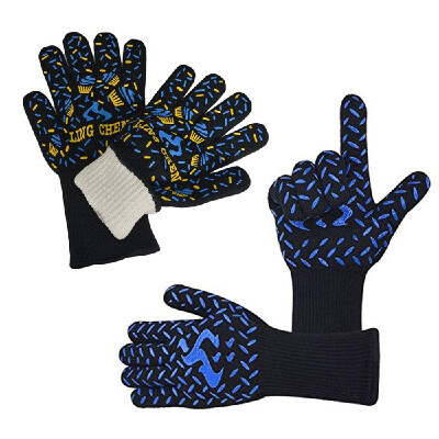 

Amazon Explosion 500-800 Degree High Temperature Gloves Fire Retardant Oven Microwave Grill BBQ Gloves Blue rubber flame