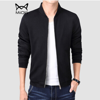 

Cat MiiOW jacket 2019 spring&autumn new mens trend solid color wild stand collar jacket jacket QT2021-1642 black
