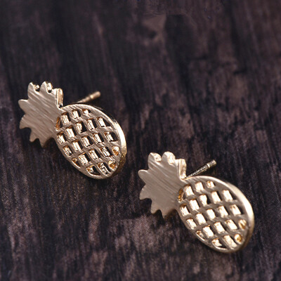 

E060 Sweet Cute Fruits Pineapple Shape Stud Earrings For Women Simple Girls Earrings Best Gift For Friends Minimal Decoration