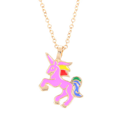 

New gold&silver double color glaze Unicorn Unicorn animal alloy clavicle Pendant Necklace
