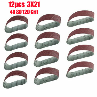 

12pc Sanding Belts 40 80 120 Grit Aluminum Oxide 3x21Belt Sander Sanding Belt