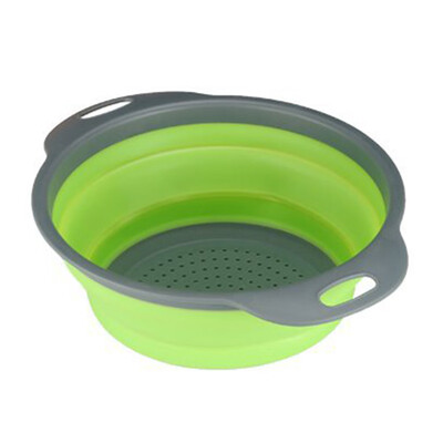 

Kitchen Silicone Collapsible Colander Fruit Vegetable Draining Strainer Basket