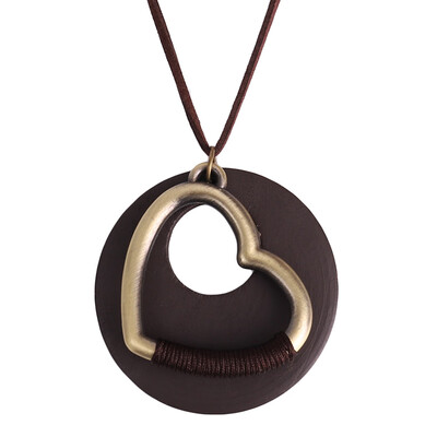

Fashion Jewelry for women Long necklace woman necklace Wholesale Wooden Heart pendant New vintage Choker