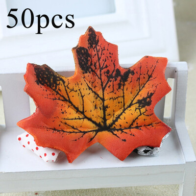 

50Artificial Fall Fake Silk Leaves Lovable Autumn Maple For Wedding Party Decor