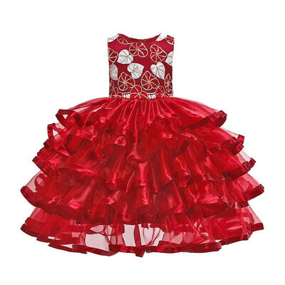 

Girls Floral Decor Dress Sleeveless Children Princess Party Tutu Dresses