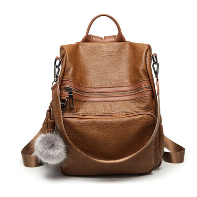 

Backpack female Korean version 2019 new retro soft leather anti-theft leather backpack casual wild shoulder dual-use handbag