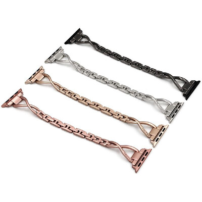 

Womens Diamond Inserted Strap Bracelet Jewelry Fashion Elegant Wristband Stainless Steel Watch Band For Apple Watch