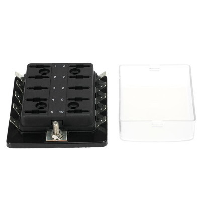 

10 Way Blade Fuse Box Holder with Plastic Cover for Car Boat Marine 12V 24V