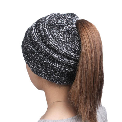

Woolen Warm Hat Fashion Knitting Winter Beanie Cap Chunky Cozy Pure Color Hats for Women Soft Baggy Headgear