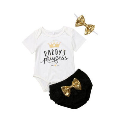 

Daddys Princess Toddler Newborn Baby Girl RomperTulle Pants Headband Set 3PCS