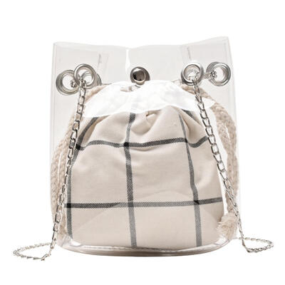 

2pcsset Clear Plaid Shoulder Handbags PVC Women Chain Crossbody Bag Clutch