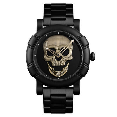 

SKMEI 9178 Mens Watch Skull Quartz Watch Stainless Steel Male Water Resistant Wristwatch