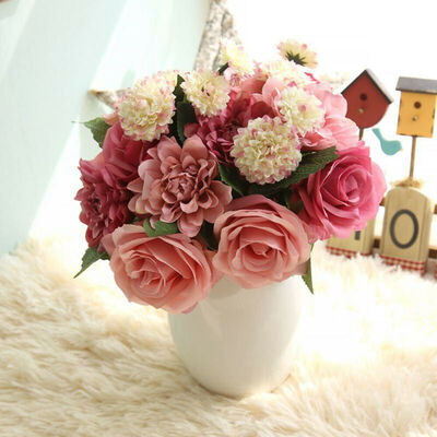 

Artificial Flower Dahlia Rose For Wedding Bouquets Home Decoration Silk