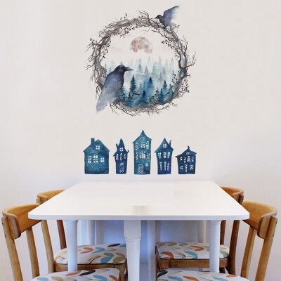 

〖Follure〗60x90cm New Wall Stickers Halloween Haunted House Ghost Bird Halloween Wall