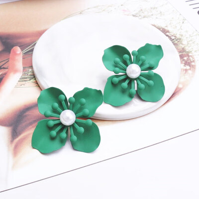 

2019 New Korean Style Spray Paint Big Flower Stud Earrings For Women Fashion Summer Elegant Sweet Jewelry Accessories Brincos