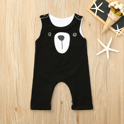 

Summer Infant Baby Boys&Girls Sleeveless Cartoon Bear Print Romper Jumpsuit