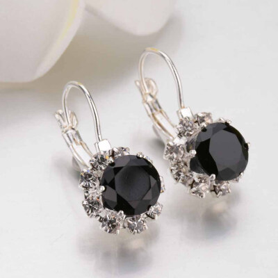 

Fashion Women Ladies Jewelry Silver Sapphire Dangle Wedding Hoop Heart Earrings Gifts