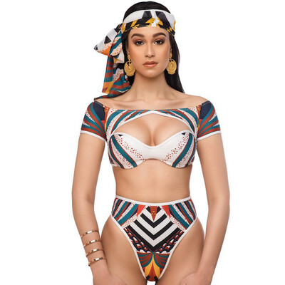 

Saidsome Fashion Women Swimwear Geometric Printed Push-Up Bikini Beachwear Swimsuit