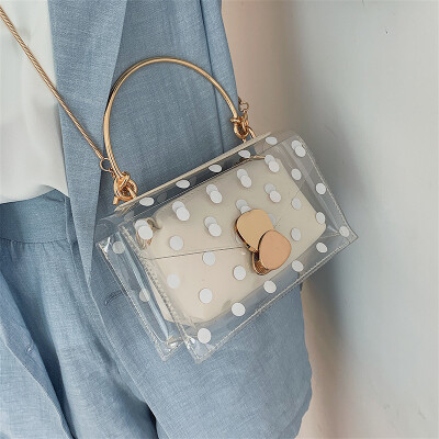 

Female bag 2019 new fashion handbag summer small fresh transparent bag French small foreign gas chain messenger bag