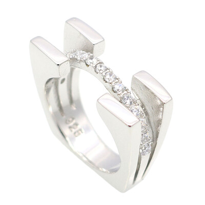 

New Fashion Women Girl Finger Ring Multi-layer Diamond Rings 925 Silver Plated Cubic Zirconia Romantic Wedding Ring