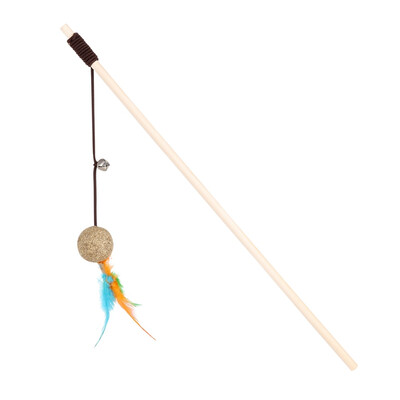 

Pet Cat Interactive Fishing Stick Catnip Ball Mice Shaped Teaser Wooden Wand with Bell Cat Kitten Teeth Cleaning Catnip Toy
