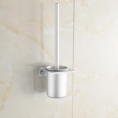 

Greensen Matte Silver Long Handle Toilet Bathroom Brush Cleaning Tool with Holder for Home Hotel