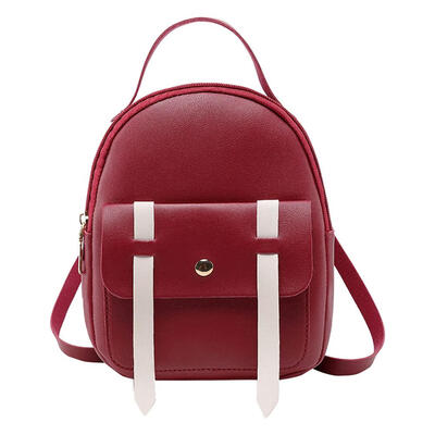 

PU Leather Girls Hit Color Backpacks Women Shoulder Travel Crossbody Bags